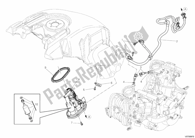 Alle onderdelen voor de Benzine Pomp van de Ducati Diavel USA 1200 2012